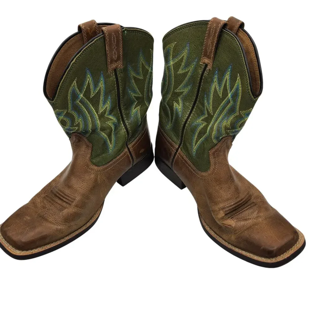 Ariat Pace Setter Leather Western Boots‎ Baked Cookie Green Kid's Size 5.5